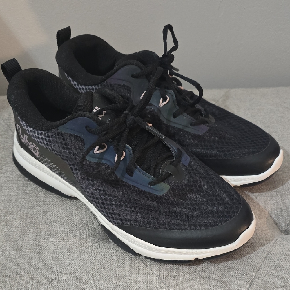 Ryka Black Athletic Lace-Up Sneakers with White Midsole